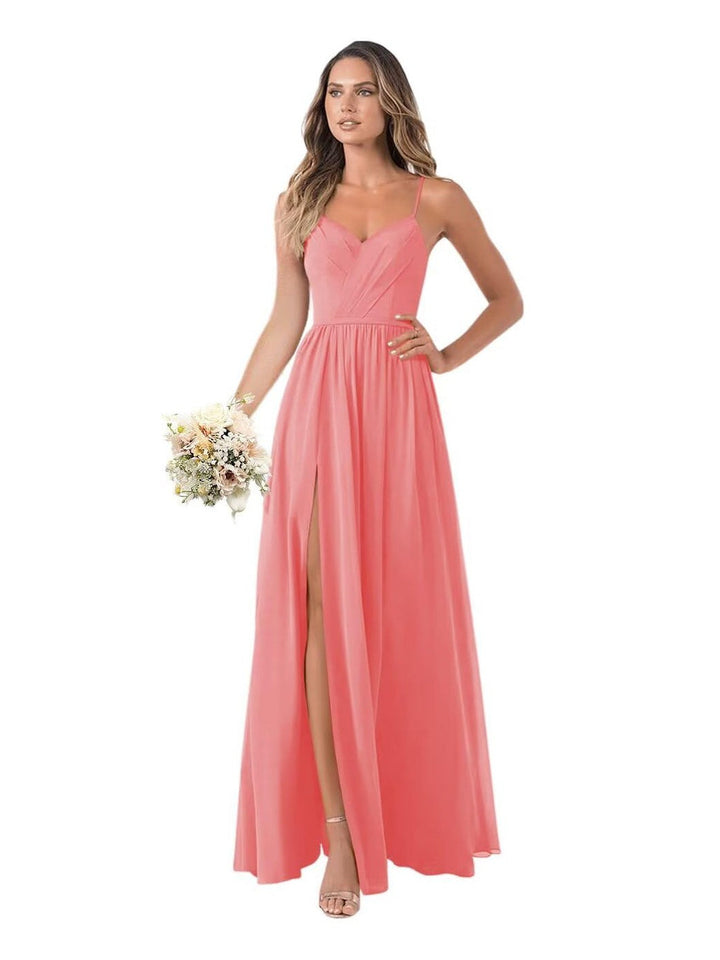 A-Line/Princess Chiffon Sleeveless Floor-Length Bridesmaid Dresses