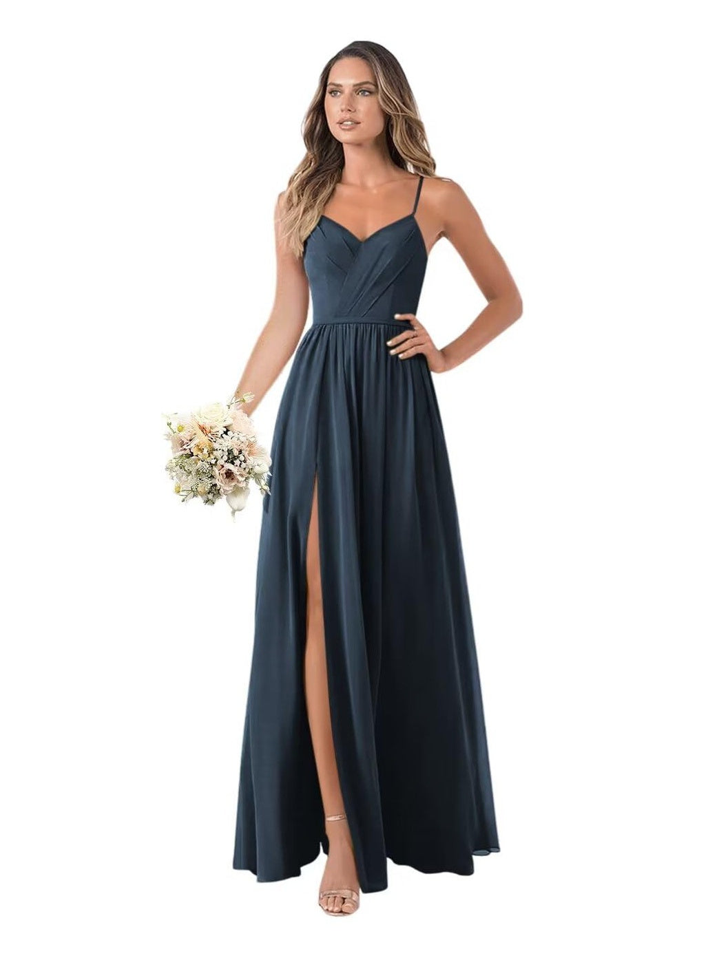 A-Line/Princess Chiffon Sleeveless Floor-Length Bridesmaid Dresses