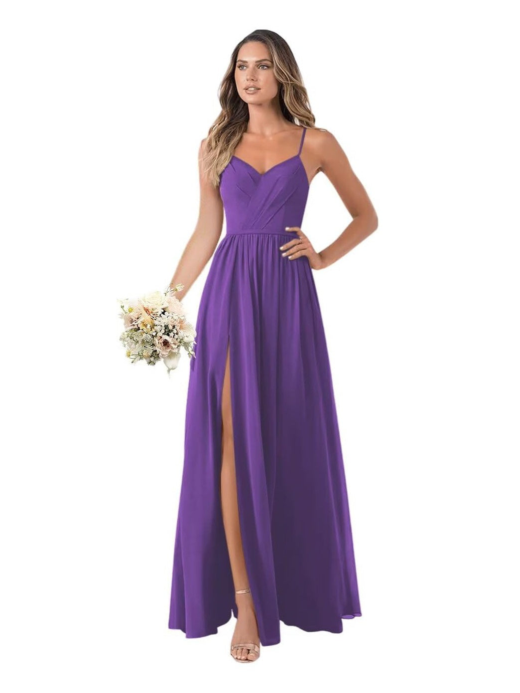 A-Line/Princess Chiffon Sleeveless Floor-Length Bridesmaid Dresses