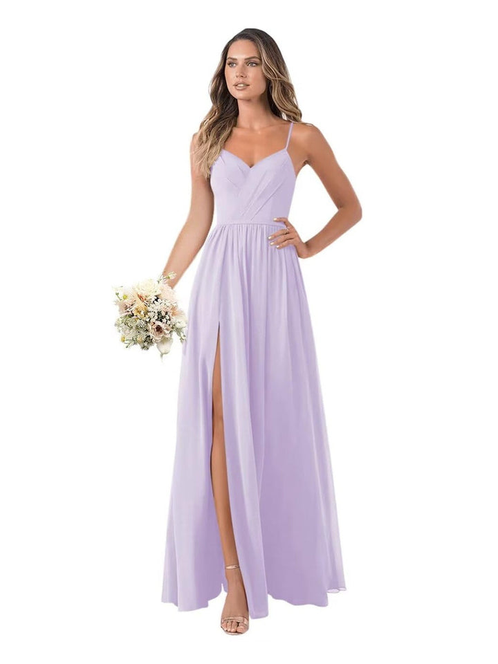 A-Line/Princess Chiffon Sleeveless Floor-Length Bridesmaid Dresses