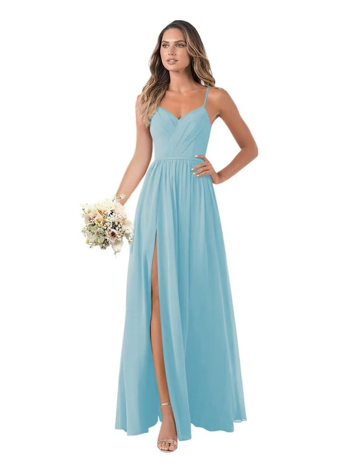 A-Line/Princess Chiffon Sleeveless Floor-Length Bridesmaid Dresses