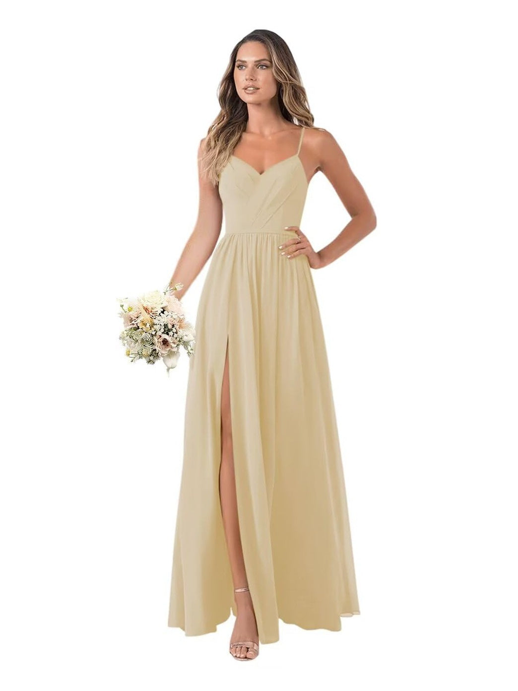 A-Line/Princess Chiffon Sleeveless Floor-Length Bridesmaid Dresses