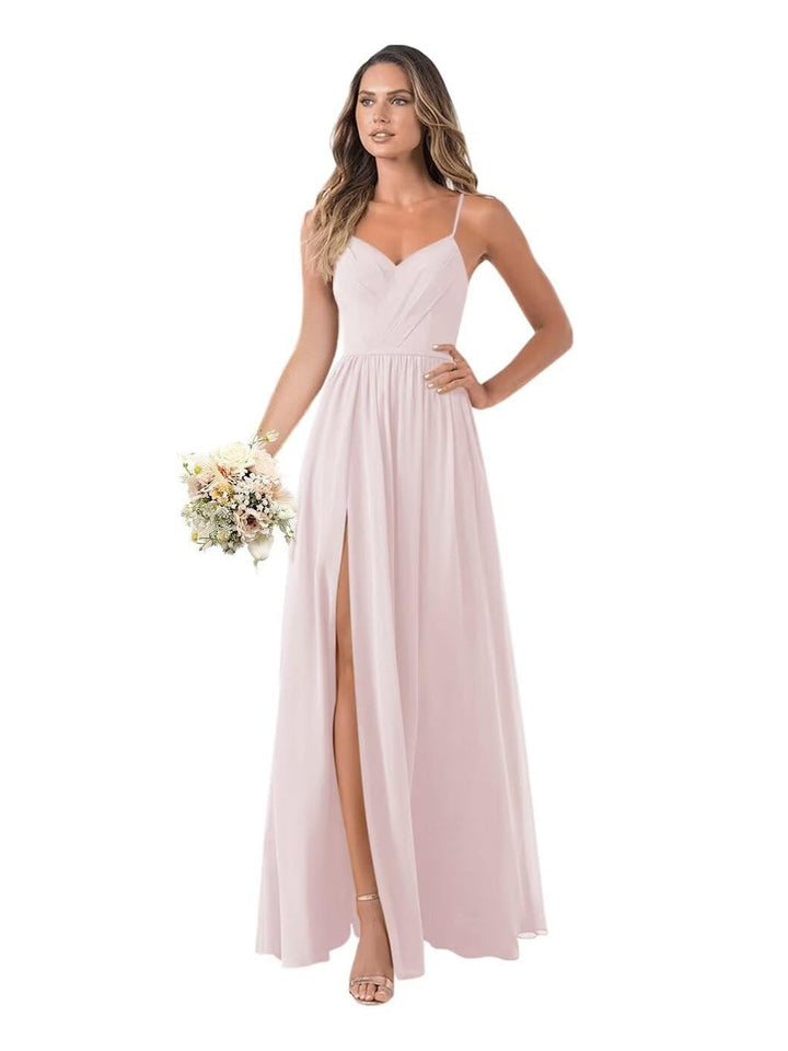 A-Line/Princess Chiffon Sleeveless Floor-Length Bridesmaid Dresses