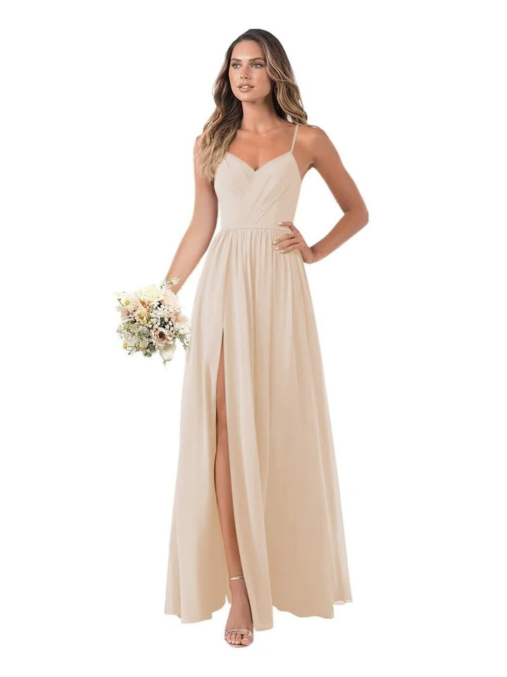A-Line/Princess Chiffon Sleeveless Floor-Length Bridesmaid Dresses