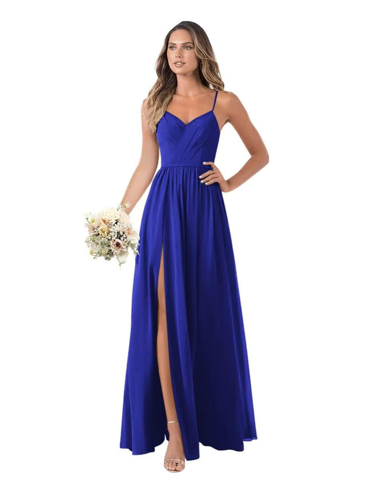 A-Line/Princess Chiffon Sleeveless Floor-Length Bridesmaid Dresses