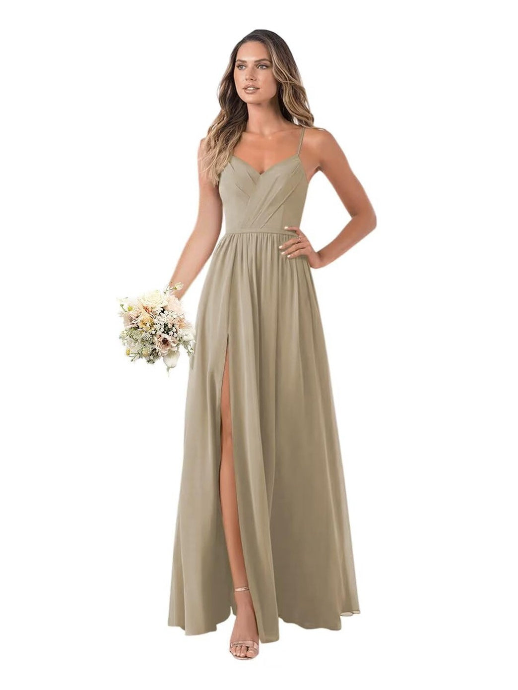 A-Line/Princess Chiffon Sleeveless Floor-Length Bridesmaid Dresses