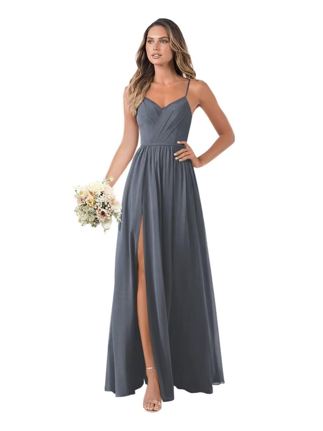 A-Line/Princess Chiffon Sleeveless Floor-Length Bridesmaid Dresses
