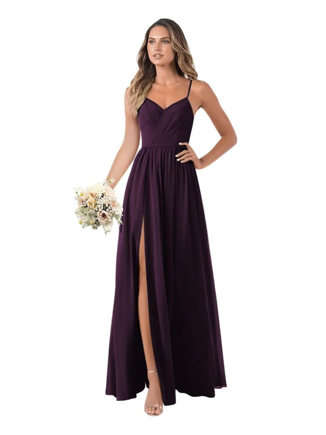 A-Line/Princess Chiffon Sleeveless Floor-Length Bridesmaid Dresses
