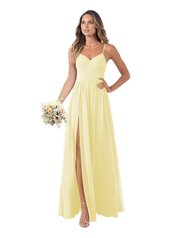 A-Line/Princess Chiffon Sleeveless Floor-Length Bridesmaid Dresses