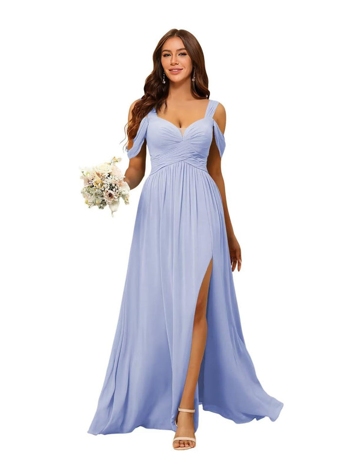 A-Line/Princess Chiffon Sweetheart Sleeveless Floor-Length Bridesmaid Dresses