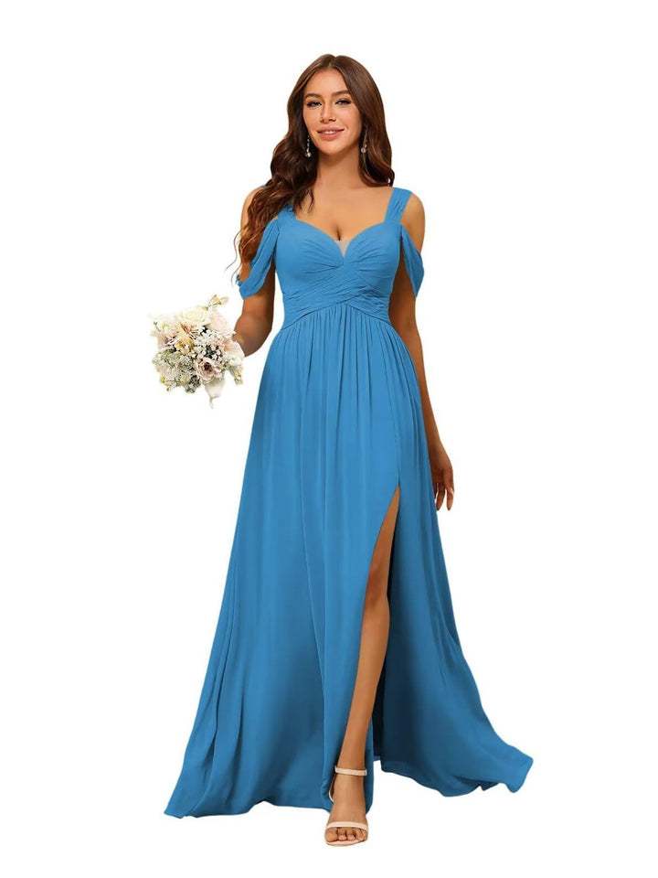 A-Line/Princess Chiffon Sweetheart Sleeveless Floor-Length Bridesmaid Dresses