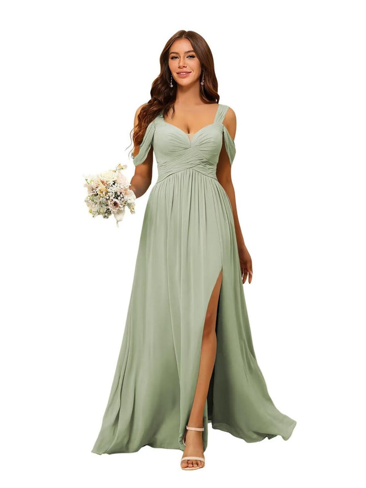 A-Line/Princess Chiffon Sweetheart Sleeveless Floor-Length Bridesmaid Dresses