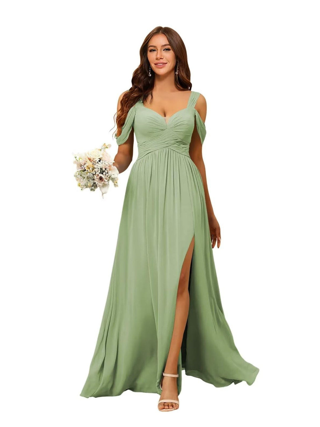 A-Line/Princess Chiffon Sweetheart Sleeveless Floor-Length Bridesmaid Dresses