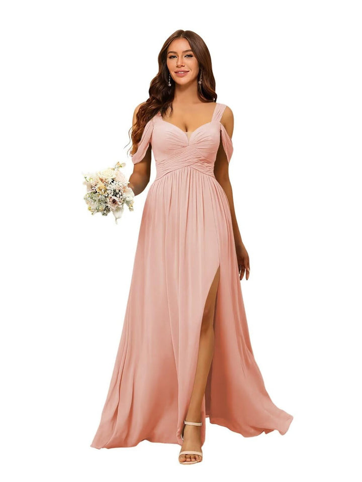 A-Line/Princess Chiffon Sweetheart Sleeveless Floor-Length Bridesmaid Dresses