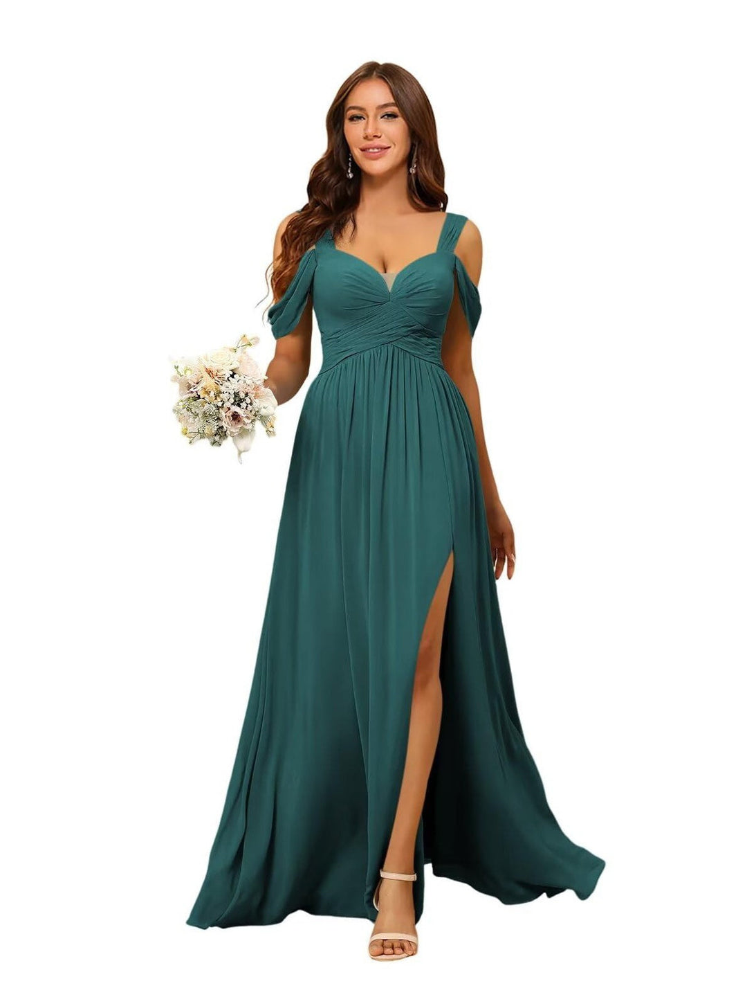 A-Line/Princess Chiffon Sweetheart Sleeveless Floor-Length Bridesmaid Dresses