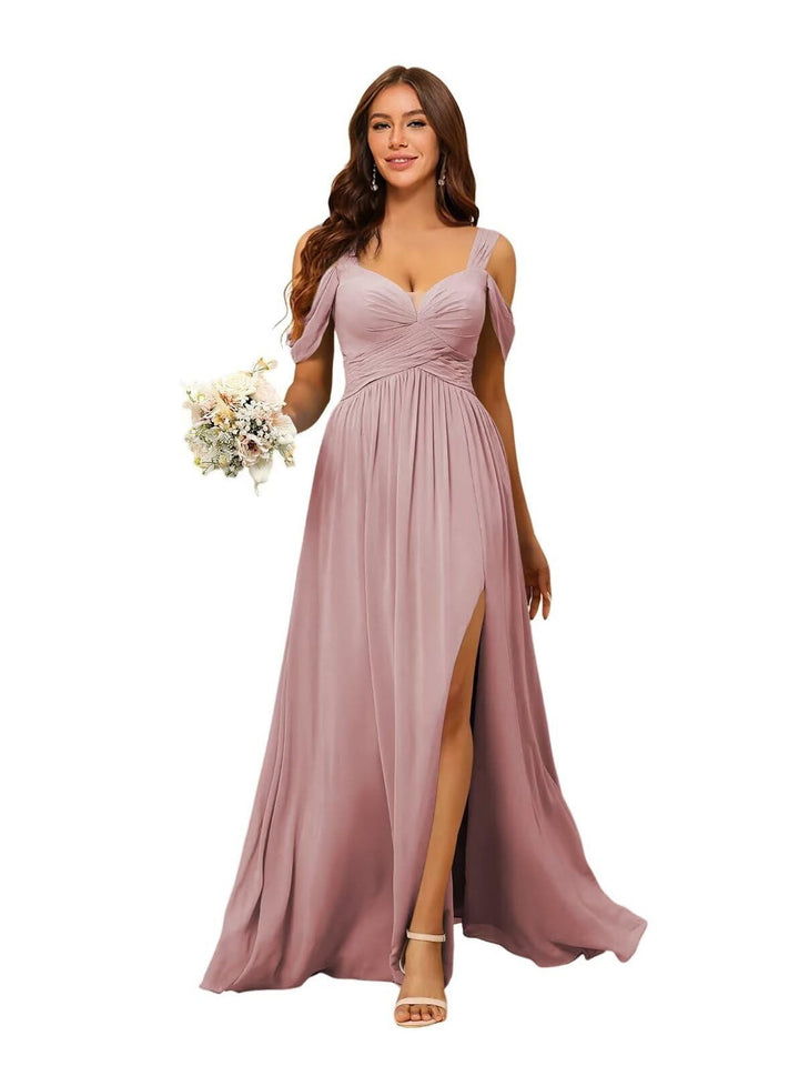 A-Line/Princess Chiffon Sweetheart Sleeveless Floor-Length Bridesmaid Dresses