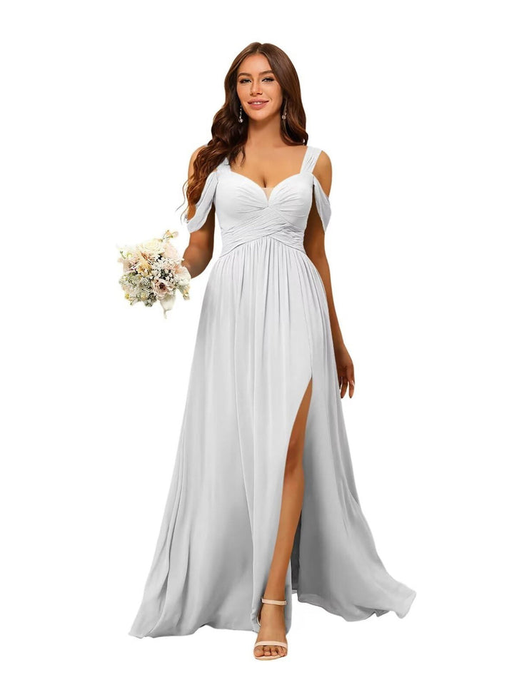 A-Line/Princess Chiffon Sweetheart Sleeveless Floor-Length Bridesmaid Dresses