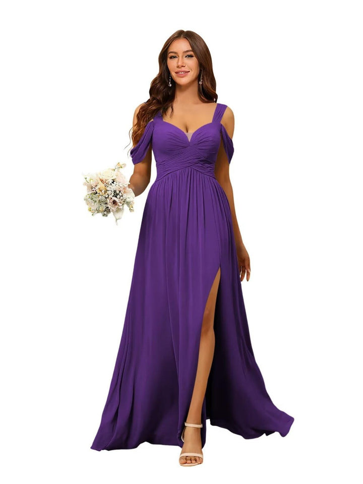 A-Line/Princess Chiffon Sweetheart Sleeveless Floor-Length Bridesmaid Dresses