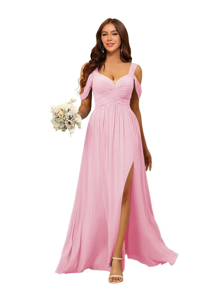 A-Line/Princess Chiffon Sweetheart Sleeveless Floor-Length Bridesmaid Dresses