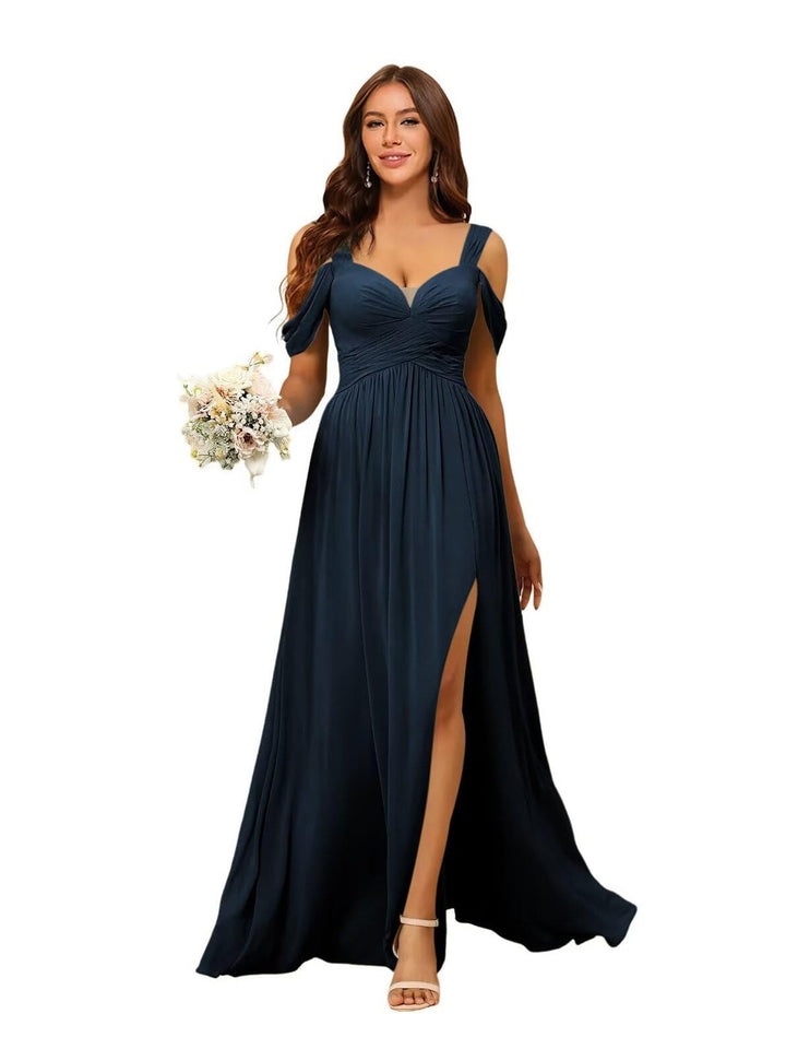 A-Line/Princess Chiffon Sweetheart Sleeveless Floor-Length Bridesmaid Dresses