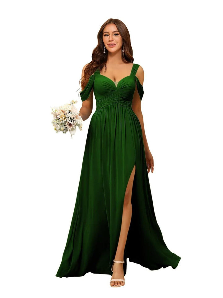 A-Line/Princess Chiffon Sweetheart Sleeveless Floor-Length Bridesmaid Dresses