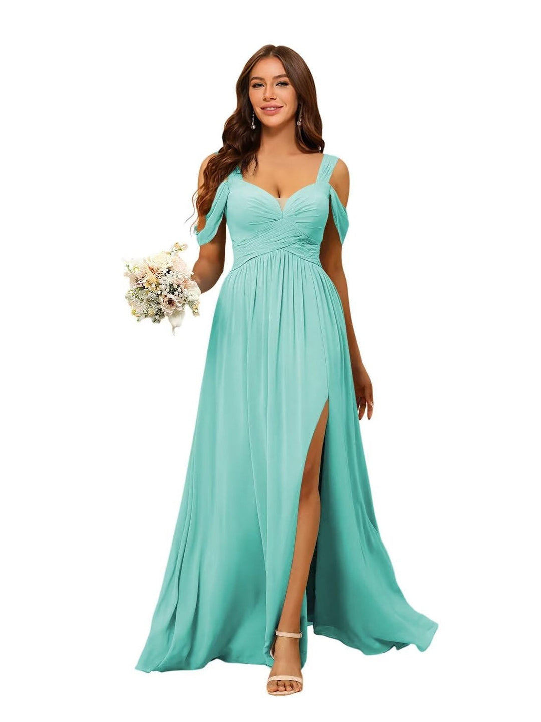 A-Line/Princess Chiffon Sweetheart Sleeveless Floor-Length Bridesmaid Dresses
