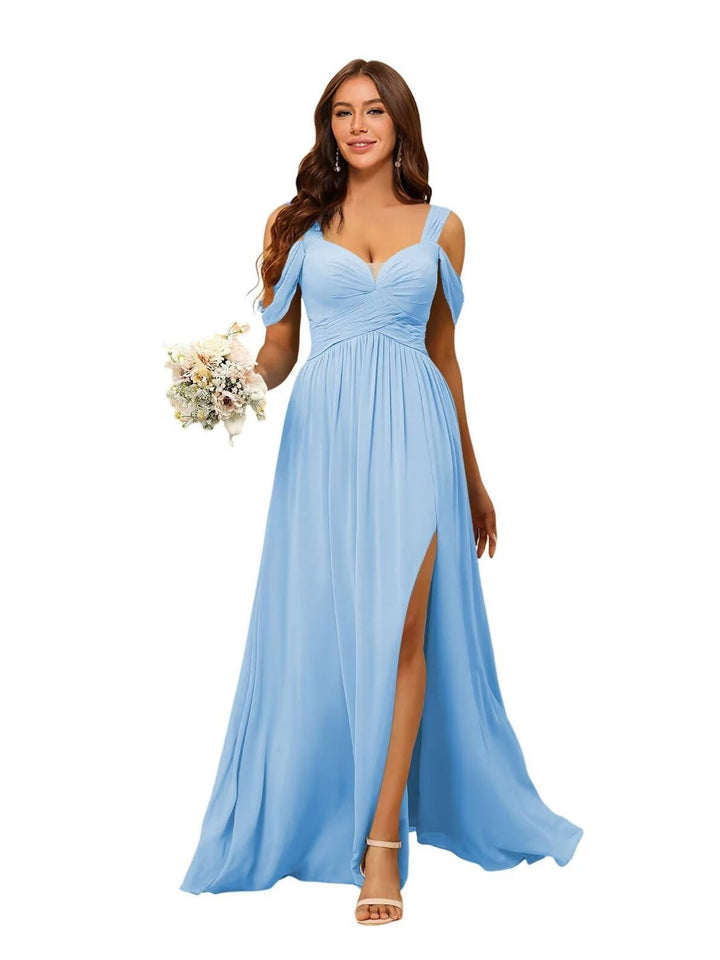 A-Line/Princess Chiffon Sweetheart Sleeveless Floor-Length Bridesmaid Dresses