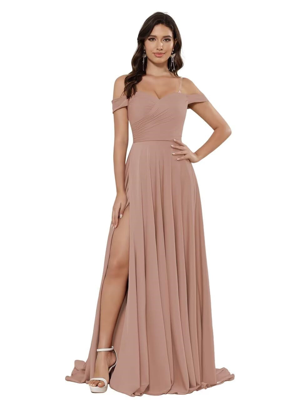 A-Line/Princess Satin Off-the-shoulder Sleeveless Floor-Length Bridesmaid Dresses