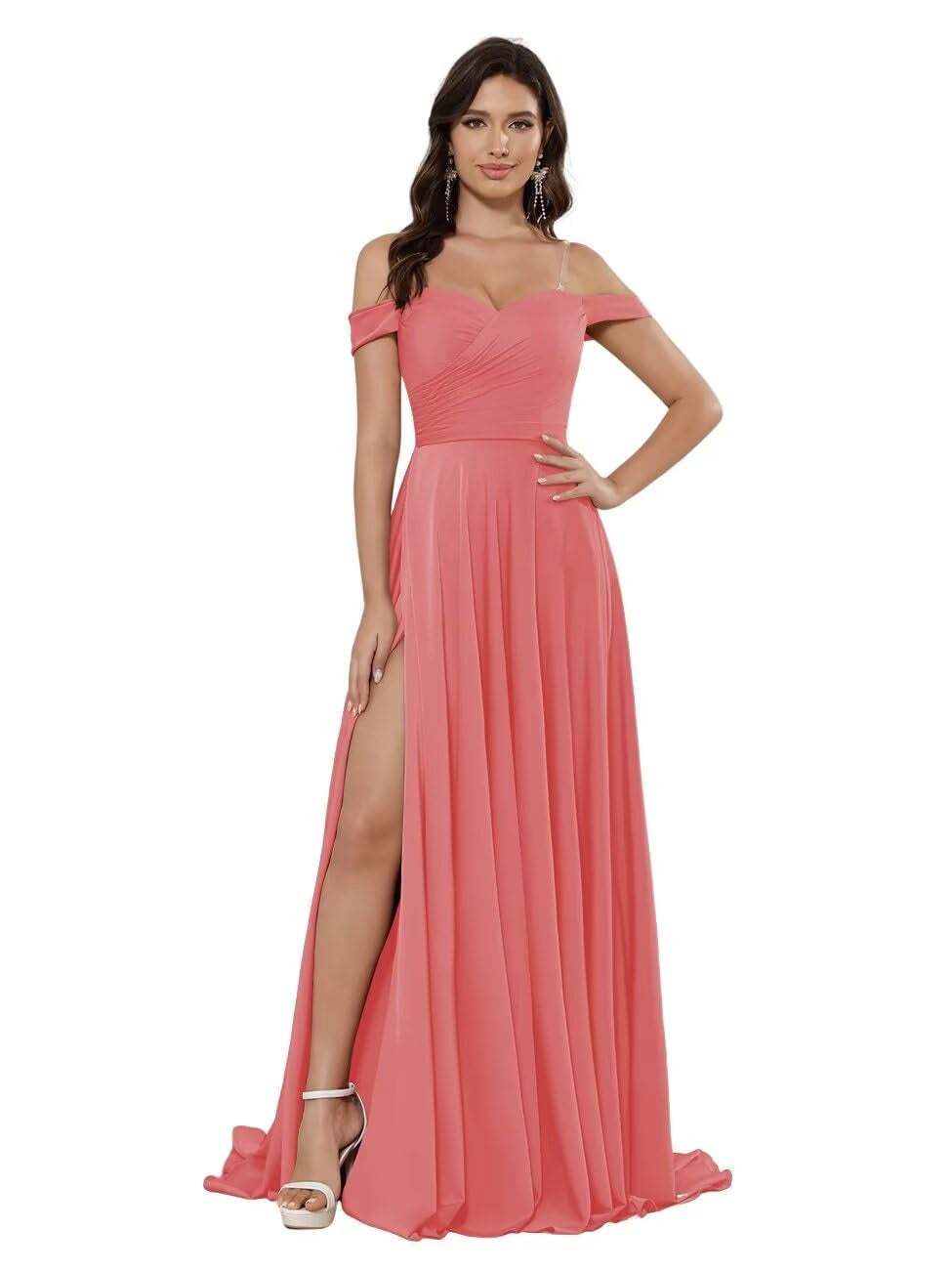 A-Line/Princess Satin Off-the-shoulder Sleeveless Floor-Length Bridesmaid Dresses