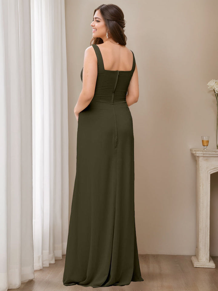 A-Line/Princess V-Neck Sleeveless Floor-Length Bridesmaid Dresses
