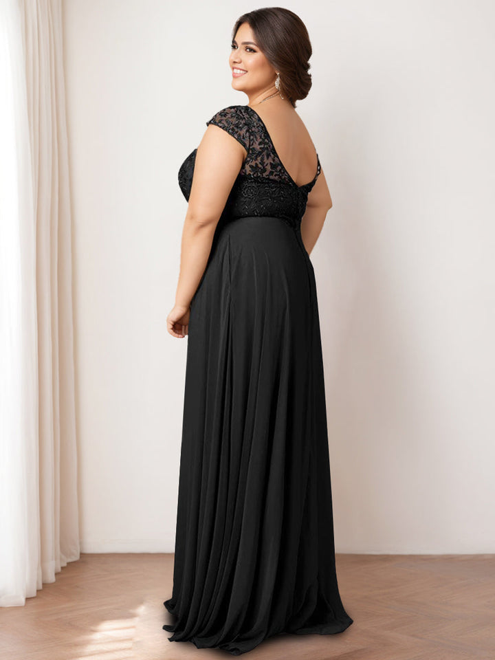 A-Line/Princess Jewel Neck Sleeveless Floor-Length Long Bridesmaid Dresses with Lace