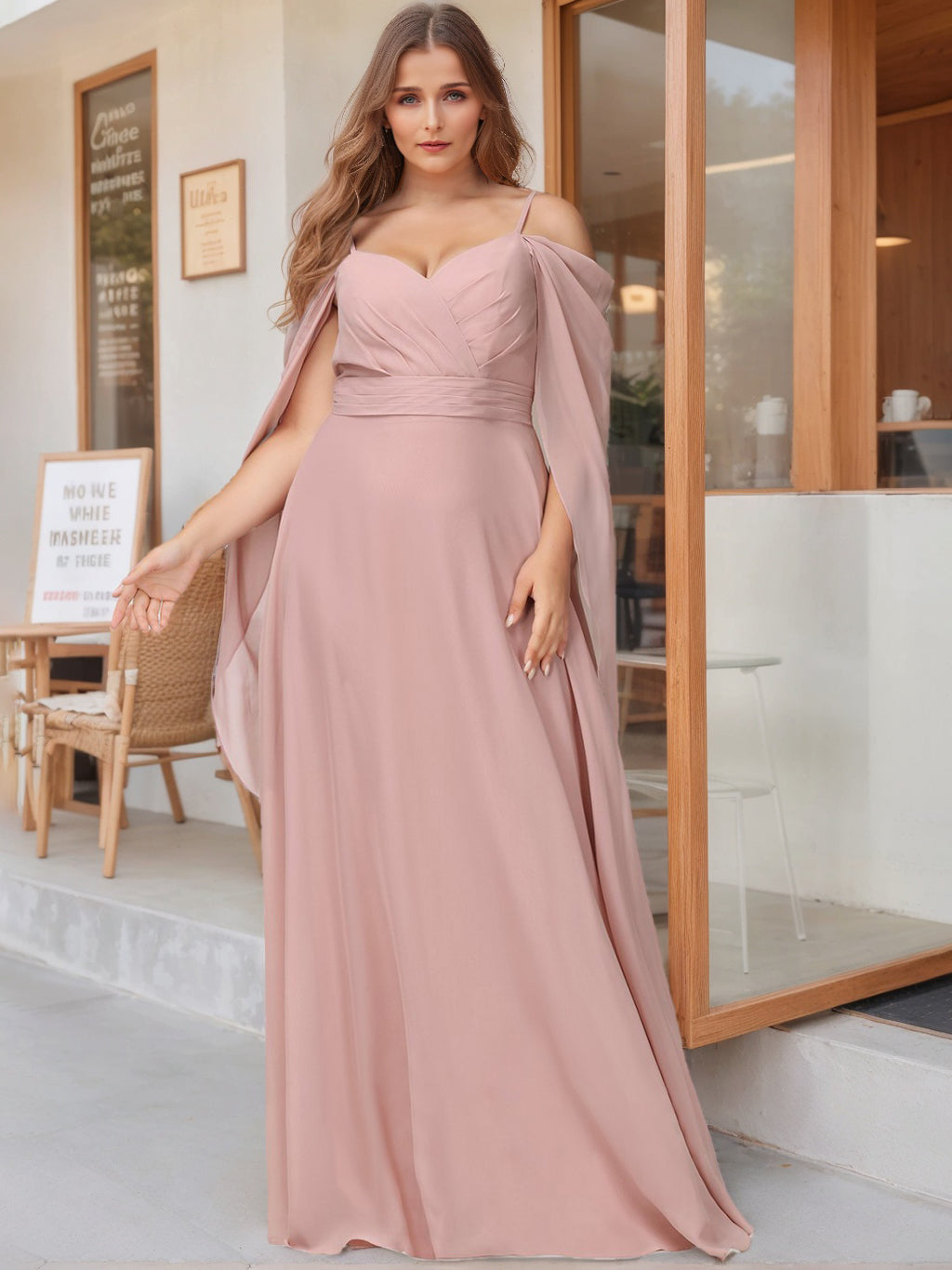 A-Line/Princess Spaghetti Straps Floor-Length Plus Size Bridesmaid Dresses
