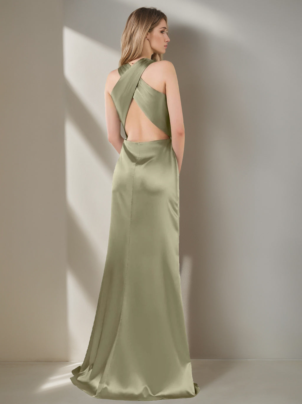 A-Line/Princess V-Neck Sleeveless Asymmetrical Bridesmaid Dresses with Split Side & Ruffles