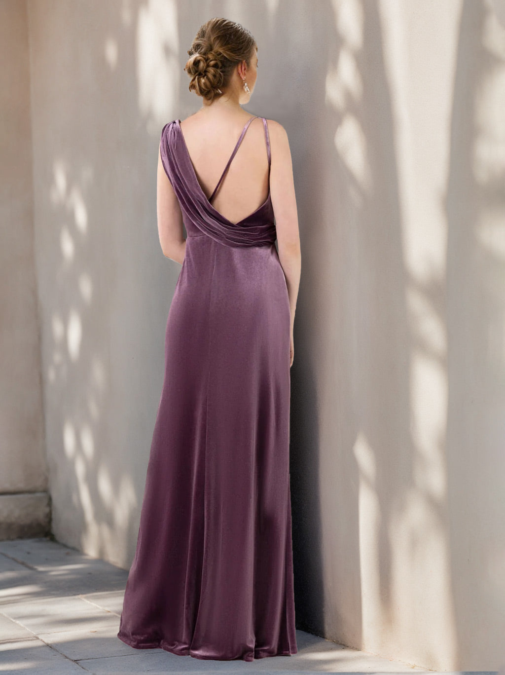 A-Line/Princess V-Neck Sleeveless Floor-Length Unique Bridesmaid Dresses with Ruffles