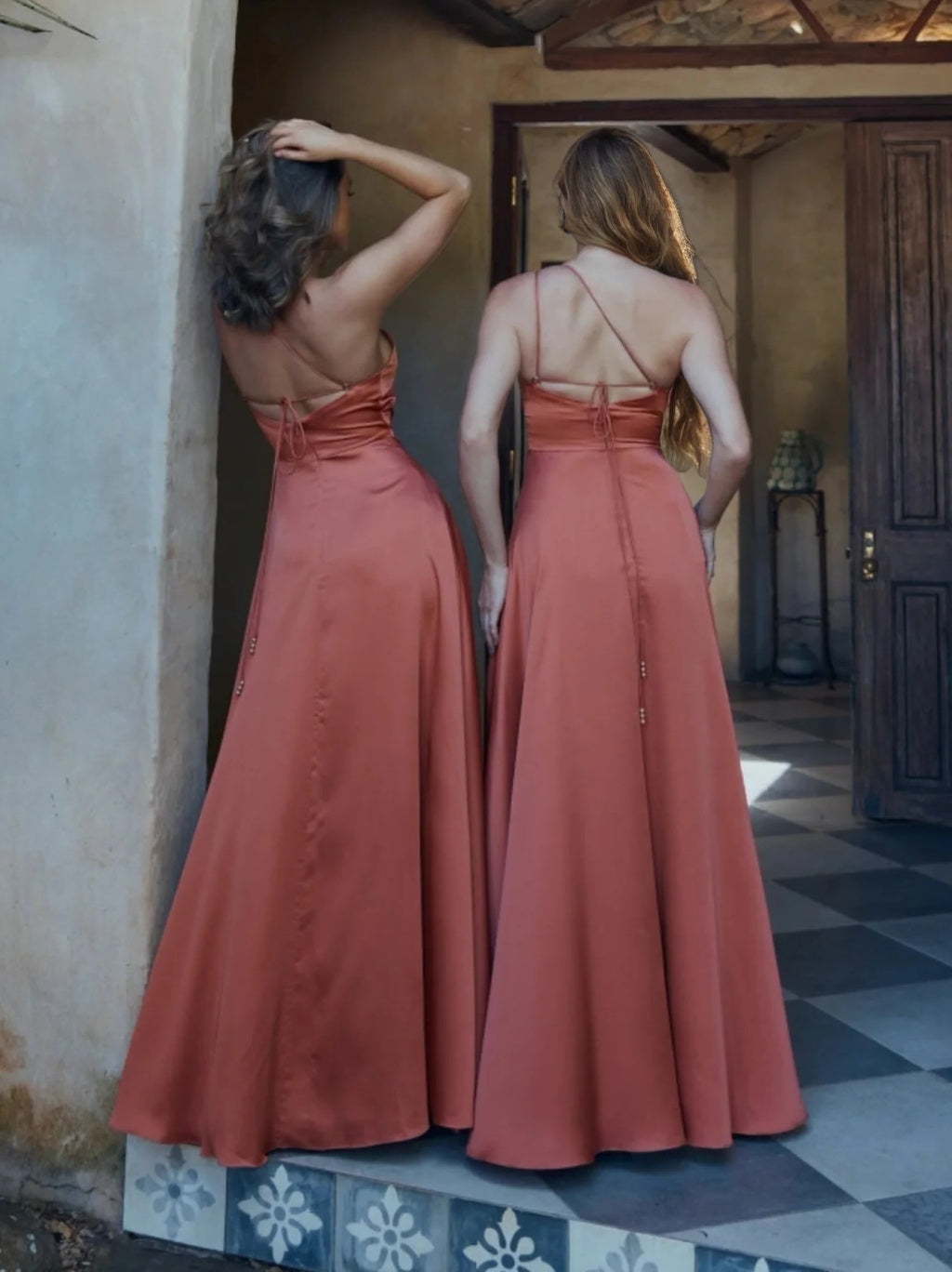 A-Line/Princess One-Shoulder Sleeveless Floor-Length Silk Satin Bridesmaid Dresses