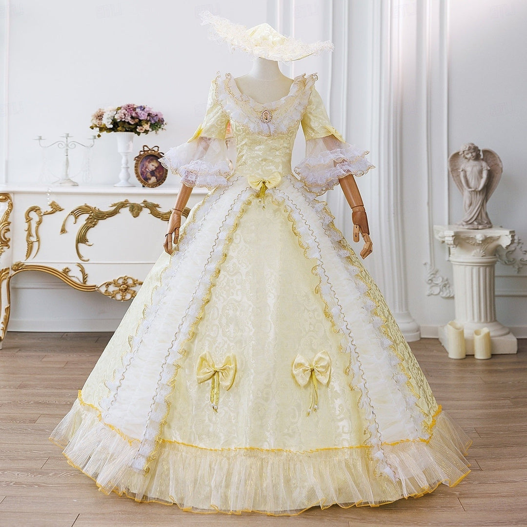 18th Century Ball Gown Round Neck Half Sleeves Rococo Victorian Renaissance Vacation Dress