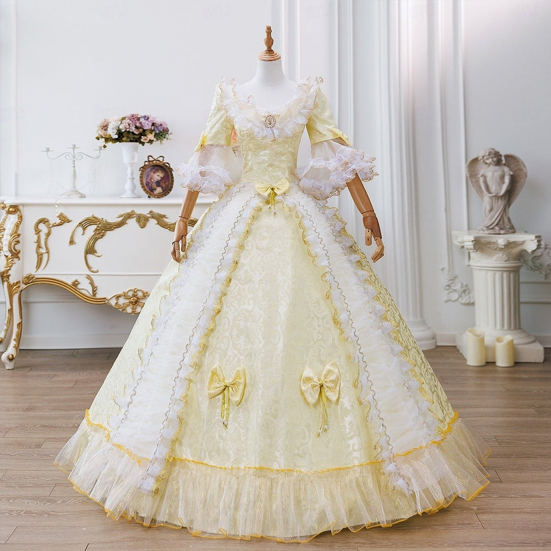 18th Century Ball Gown Round Neck Half Sleeves Rococo Victorian Renaissance Vacation Dress