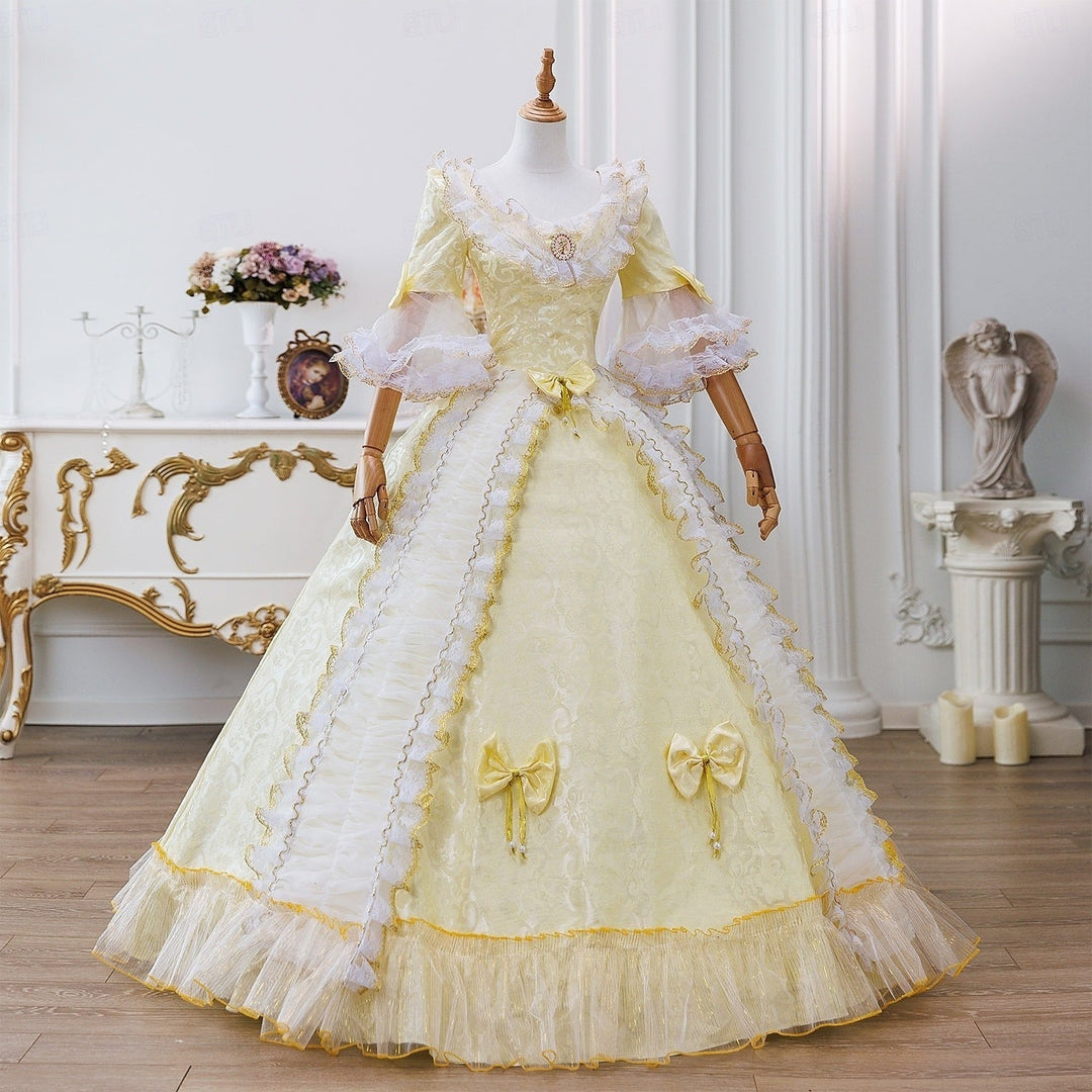 18th Century Ball Gown Round Neck Half Sleeves Rococo Victorian Renaissance Vacation Dress