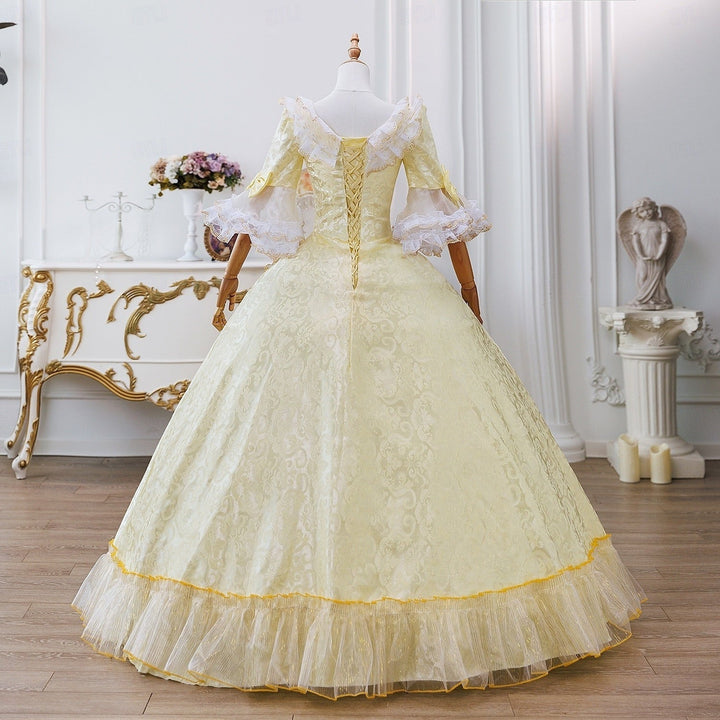 18th Century Ball Gown Round Neck Half Sleeves Rococo Victorian Renaissance Vacation Dress