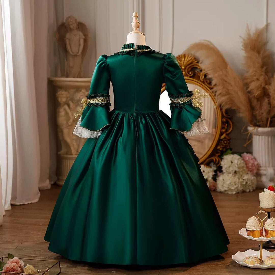 Girl's Ball Gown Square Neck 3/4 Length Sleeves Floor Length Lace Victorian Princess Costume Cosplay Masquerade Rococo Party Dress with Ruffles