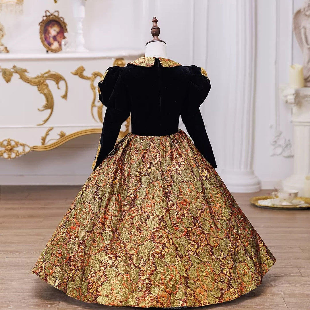 Girl's Ball Gown 3/4 Length Sleeves Floor Length Victorian Princess Party Costume Cosplay Masquerade Rococo Party Dress with Sequins