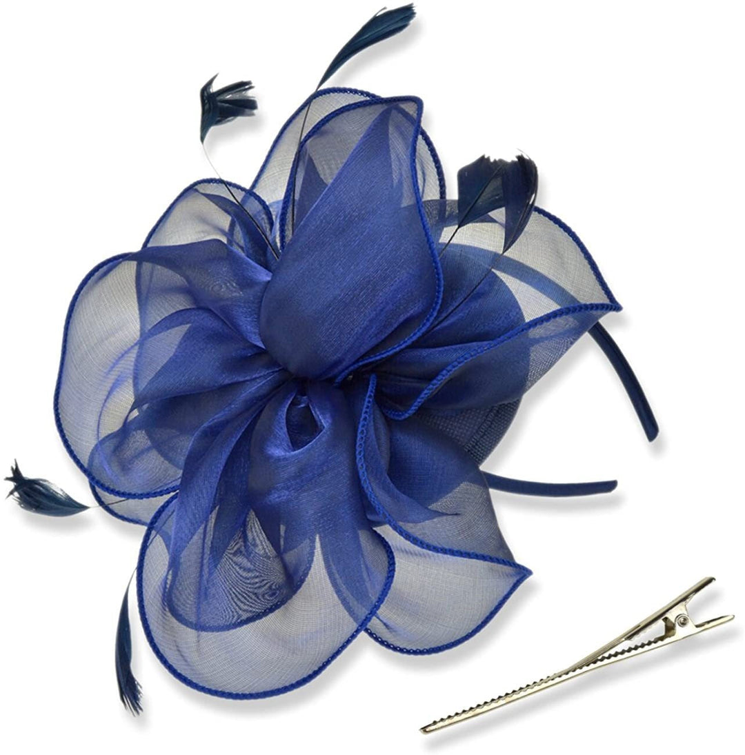Women Derby Flower Fascinators with Headband and Clip Tea Party Headwear