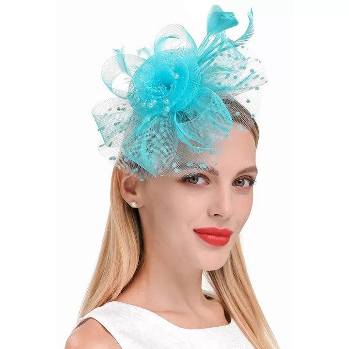 Women Tea Party Headband Flower Cocktail Mesh Feathers Hair Clip Kentucky Derby  Wedding Fascinators Hat