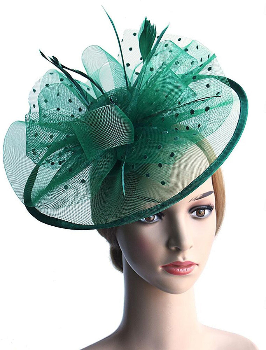 Retro Organza Wedding Party Horse Race Feather Hat/Fascinator With Bow