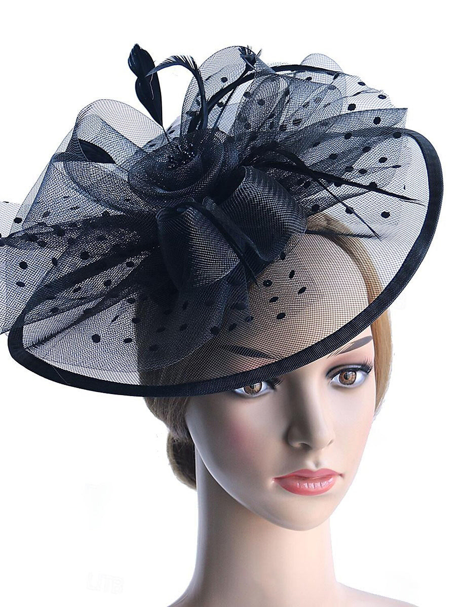Retro Organza Wedding Party Horse Race Feather Hat/Fascinator With Bow
