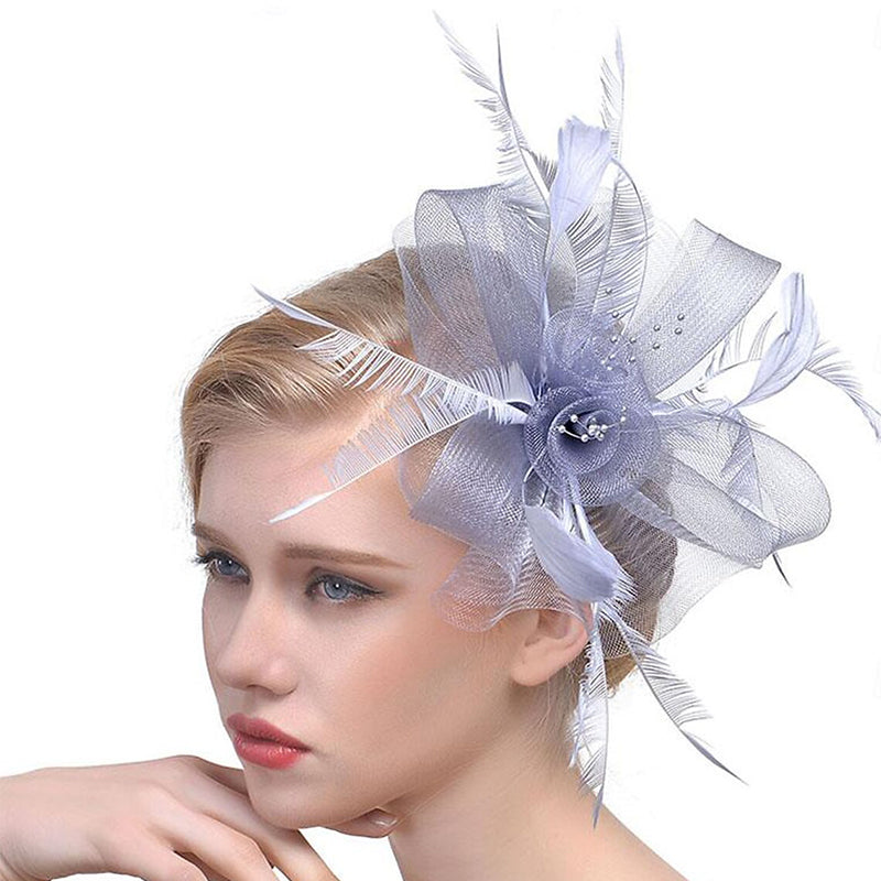 Organza Fedora Hat Ladies Day Feather Cocktail Headpiece/Veil Hat With Bow