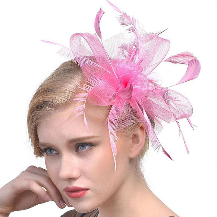 Organza Fedora Hat Ladies Day Feather Cocktail Headpiece/Veil Hat With Bow