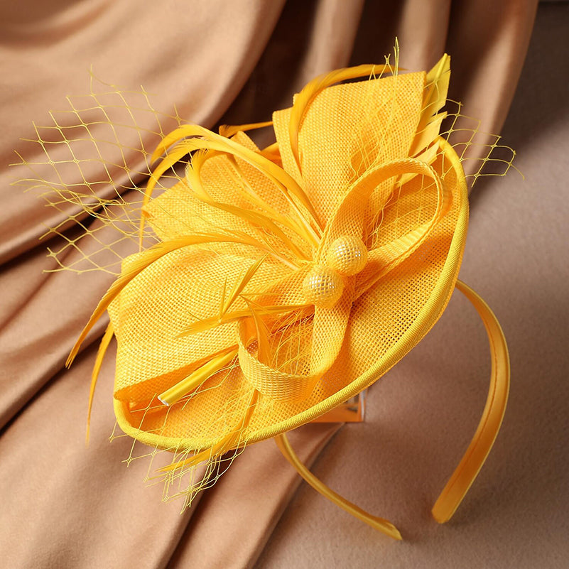 White Delicate Tea Party Kentucky Derby Floral Feather Headpiece/Headwear