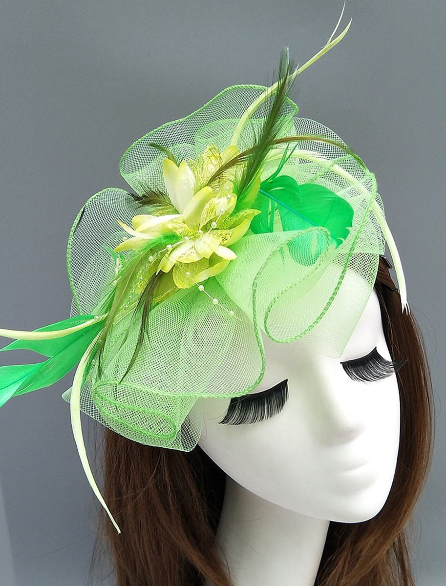 Women's Net Ladies Day Horse Race Flower Wedding Headpiece/Headwear With Feather