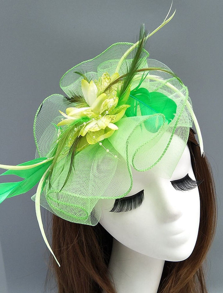 Women's Net Ladies Day Horse Race Flower Wedding Headpiece/Headwear With Feather